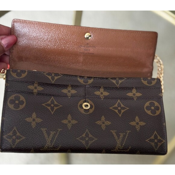 Louis Vuitton Portefeuille Sarah Monogram Long Wallet Brown Authentic with Chain - Picture 2 of 15